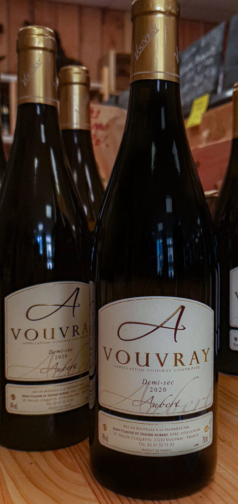 Vin de Vouvray du Domaine Aubert demi sec 2020 aux Halles de Châtelais